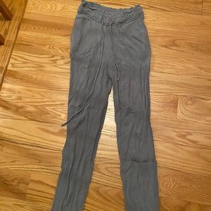 Blue paper bag flowy pants
